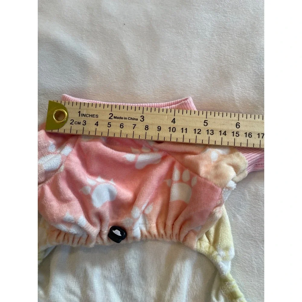 CuteBone Dog Pajamas Rainbow Ombre Paw Print Fleece Pet One Piece XS‎